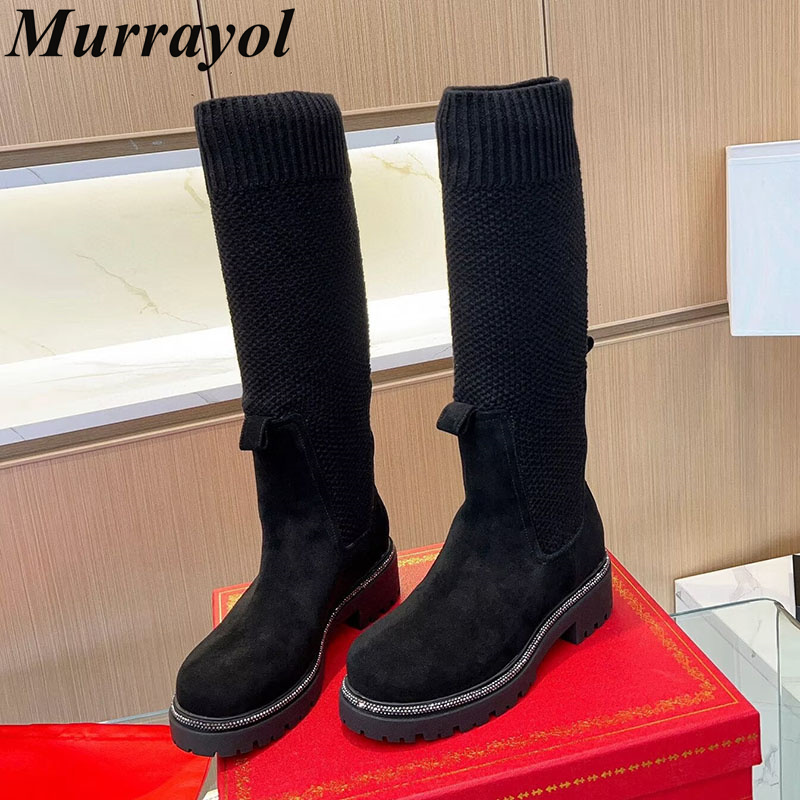 Sock Boot Women - Knee High Boots Autumn Winter Suede