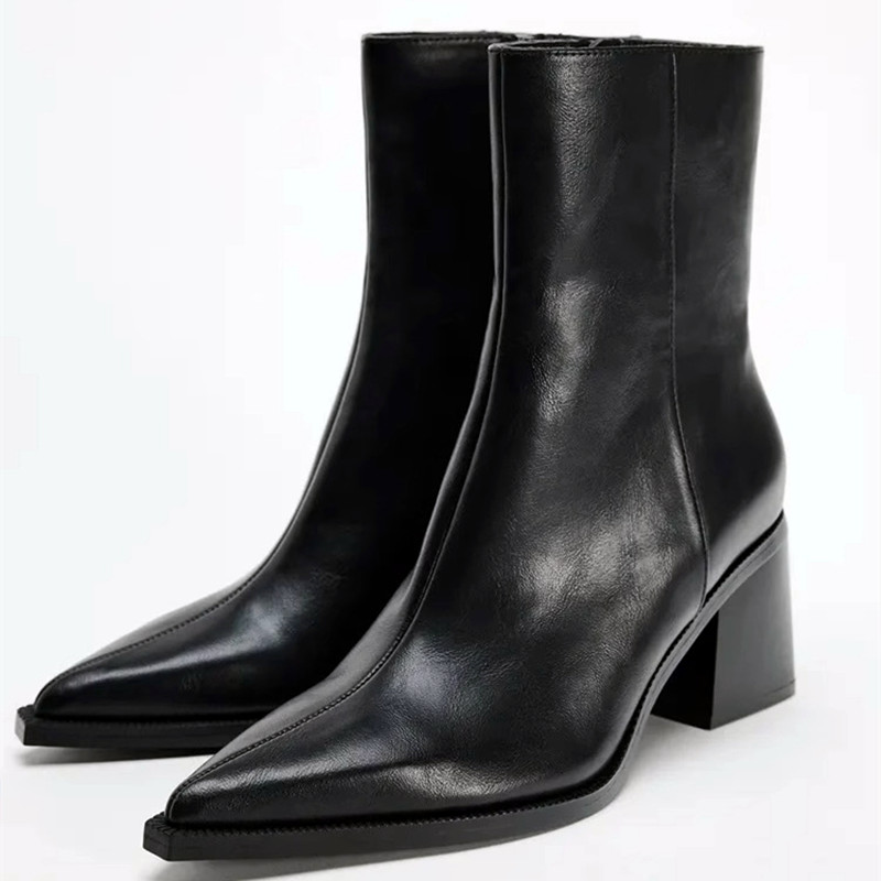 Chunky Heel Soft Leather Chels - Sock Boot Women recension och pris