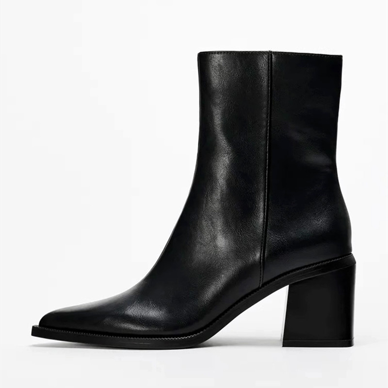 Chunky Heel Soft Leather Chels - Sock Boot Women recension och pris