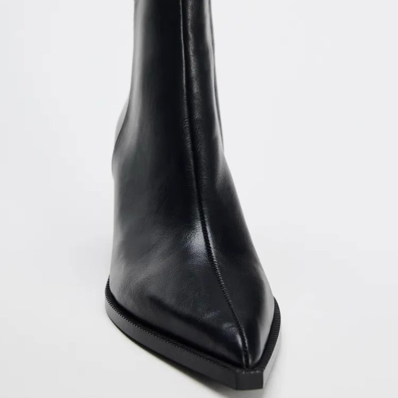 Chunky Heel Soft Leather Chels - Sock Boot Women recension och pris