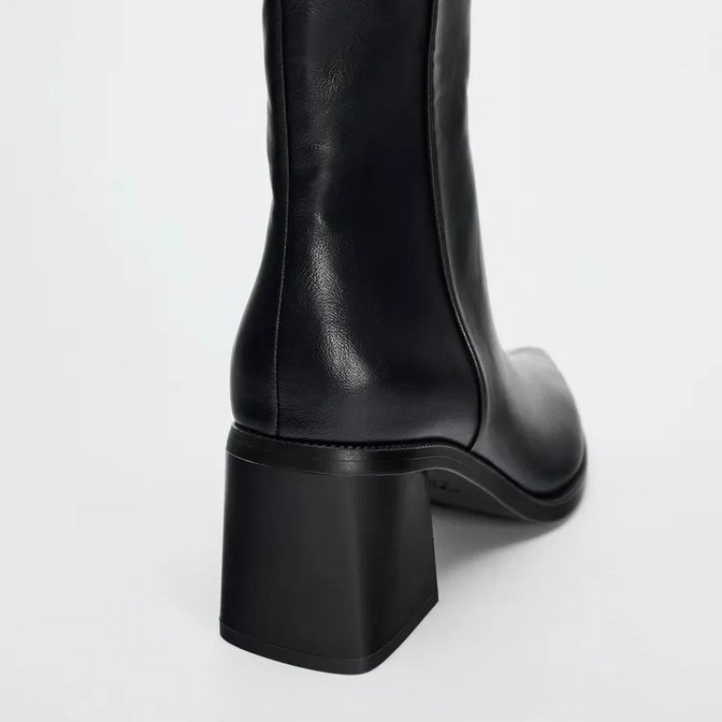 Chunky Heel Soft Leather Chels - Sock Boot Women recension och pris