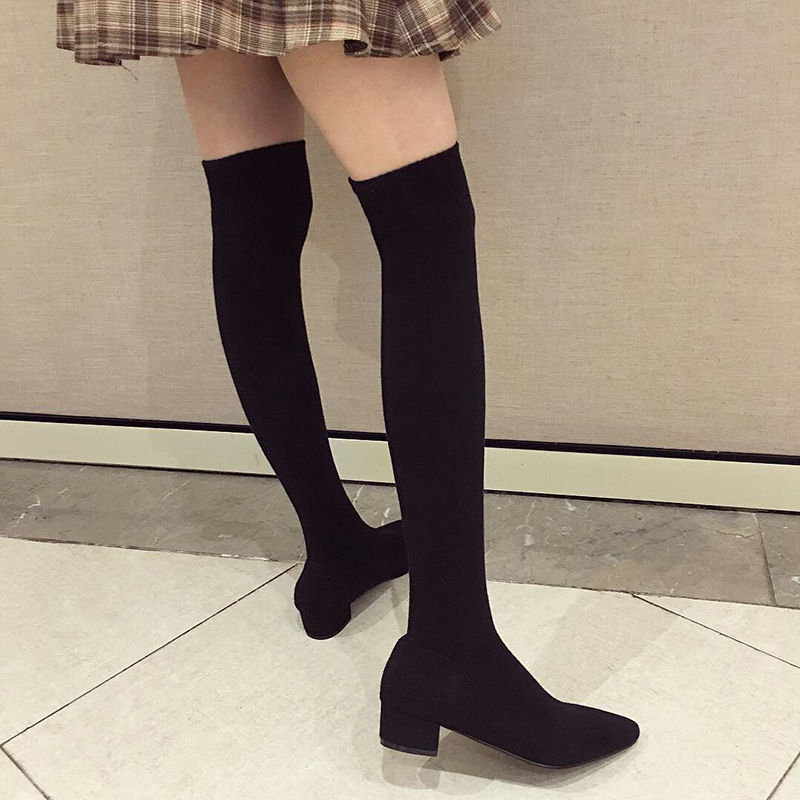 Black Low Heel Shoes Woman Str - Sock Boot Women recension och pris