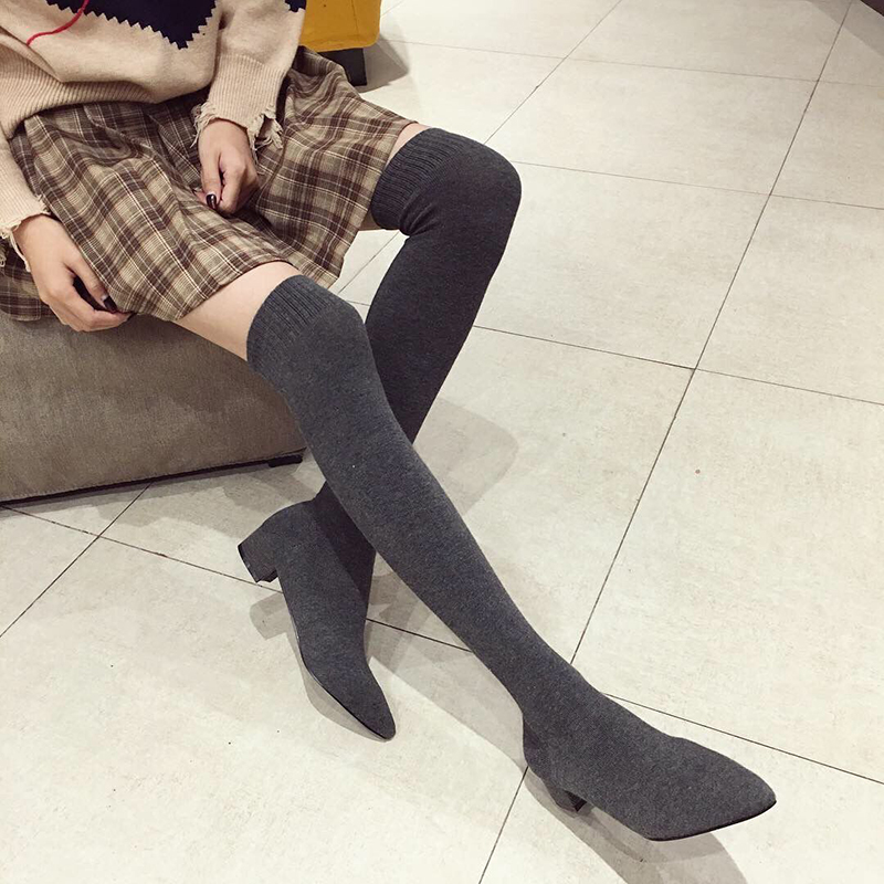 Black Low Heel Shoes Woman Str - Sock Boot Women recension och pris