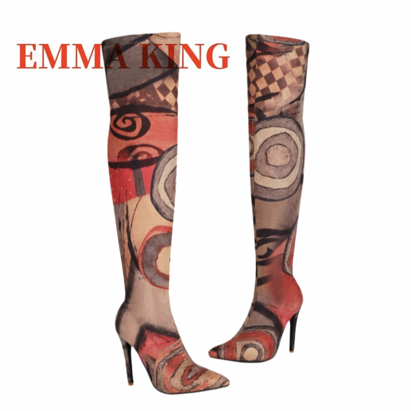 Women's Art Print Thigh High B - Sock Boot Women recension och pris