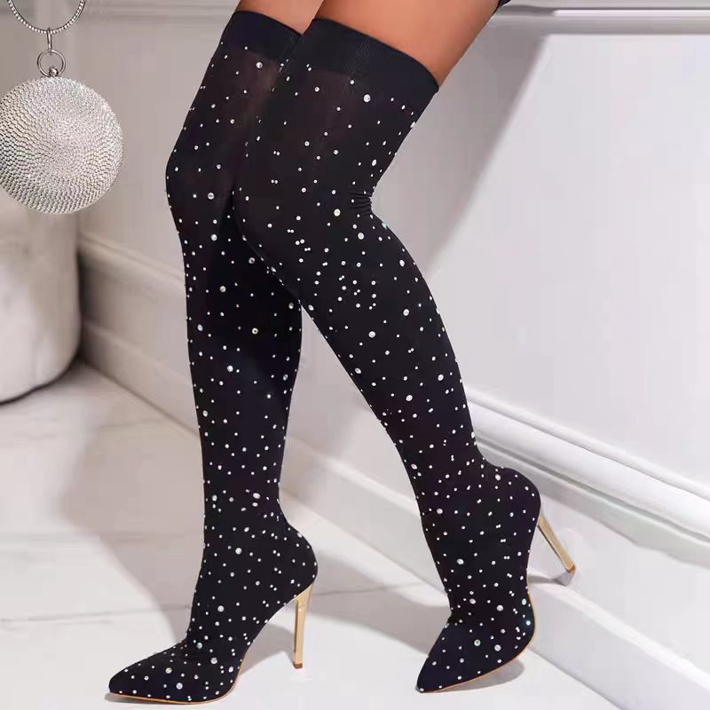 Rhinestone Slim Leg Stretch So - Sock Boot Women recension och pris