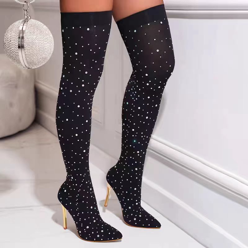 Rhinestone Slim Leg Stretch So - Sock Boot Women recension och pris