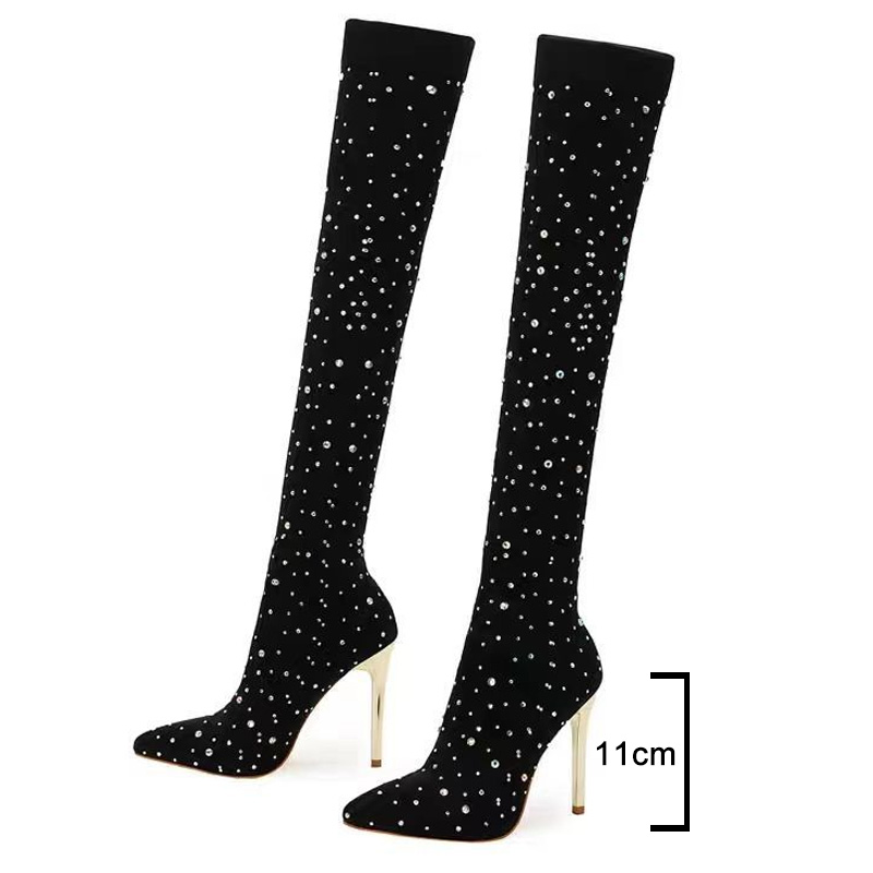 Rhinestone Slim Leg Stretch So - Sock Boot Women recension och pris