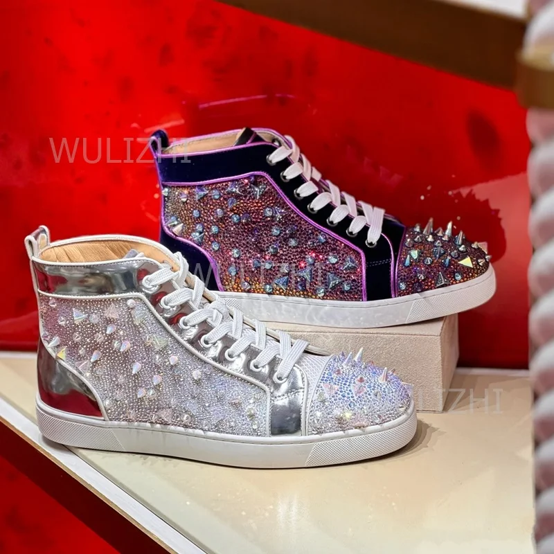 Dark Purple Crystal Rivet Men  - Women Shoes Tennis recension och pris