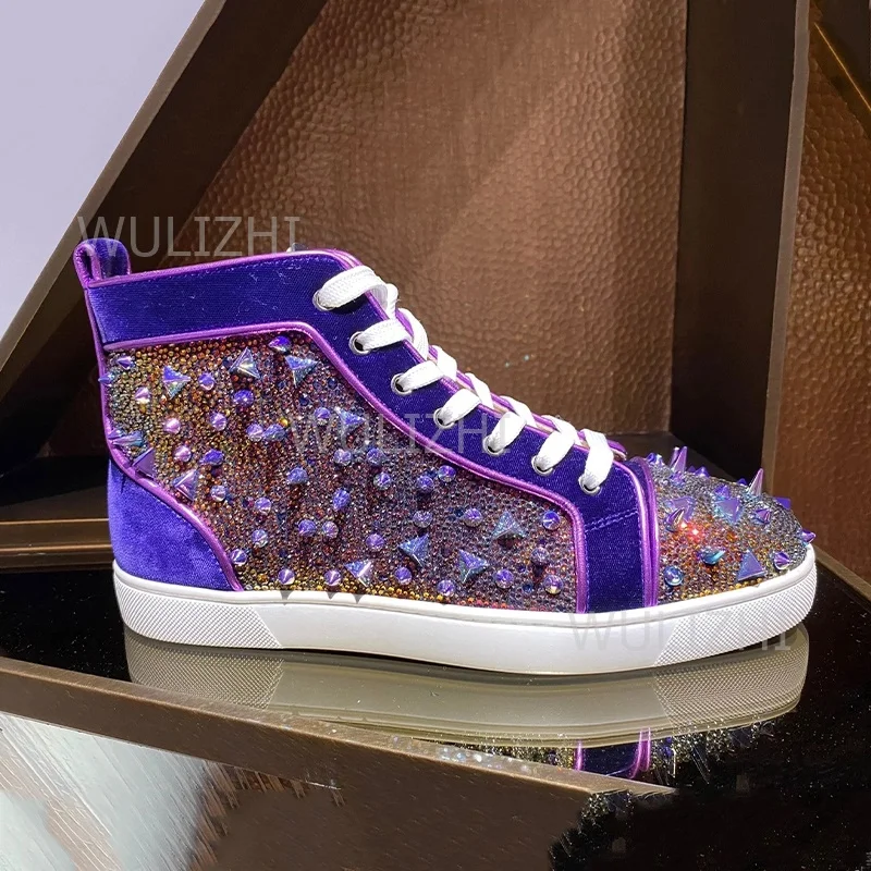 Dark Purple Crystal Rivet Men  - Women Shoes Tennis recension och pris