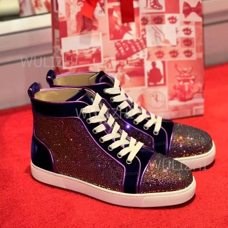 Dark Purple Crystal Rivet Men  - Women Shoes Tennis recension och pris
