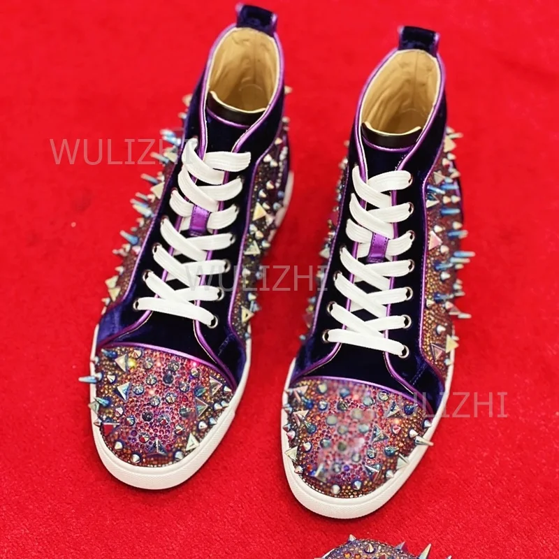 Dark Purple Crystal Rivet Men  - Women Shoes Tennis recension och pris