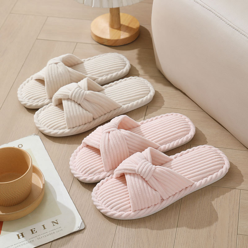 Corduroy Cross Strap Home Slip - Women Shoes On Sale recension och pris